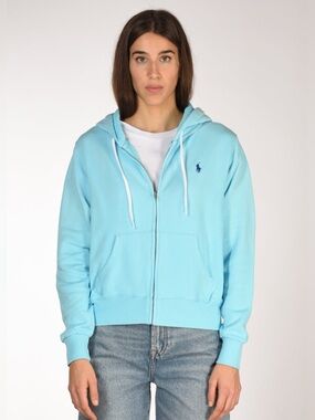 Polo by Ralph Lauren Women's Aqua Zip Hoodie with Pony Logo